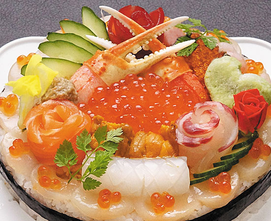 寿司ケーキ 亀 竜宮城 福岡の美味しい魚介類を使った寿司ケーキ お惣菜のお取り寄せ